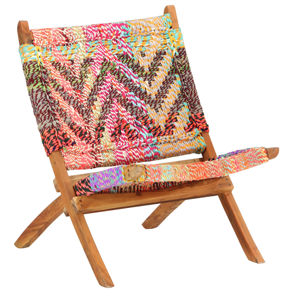 vidaXL Sklopiva stolica višebojna od tkanine chindi