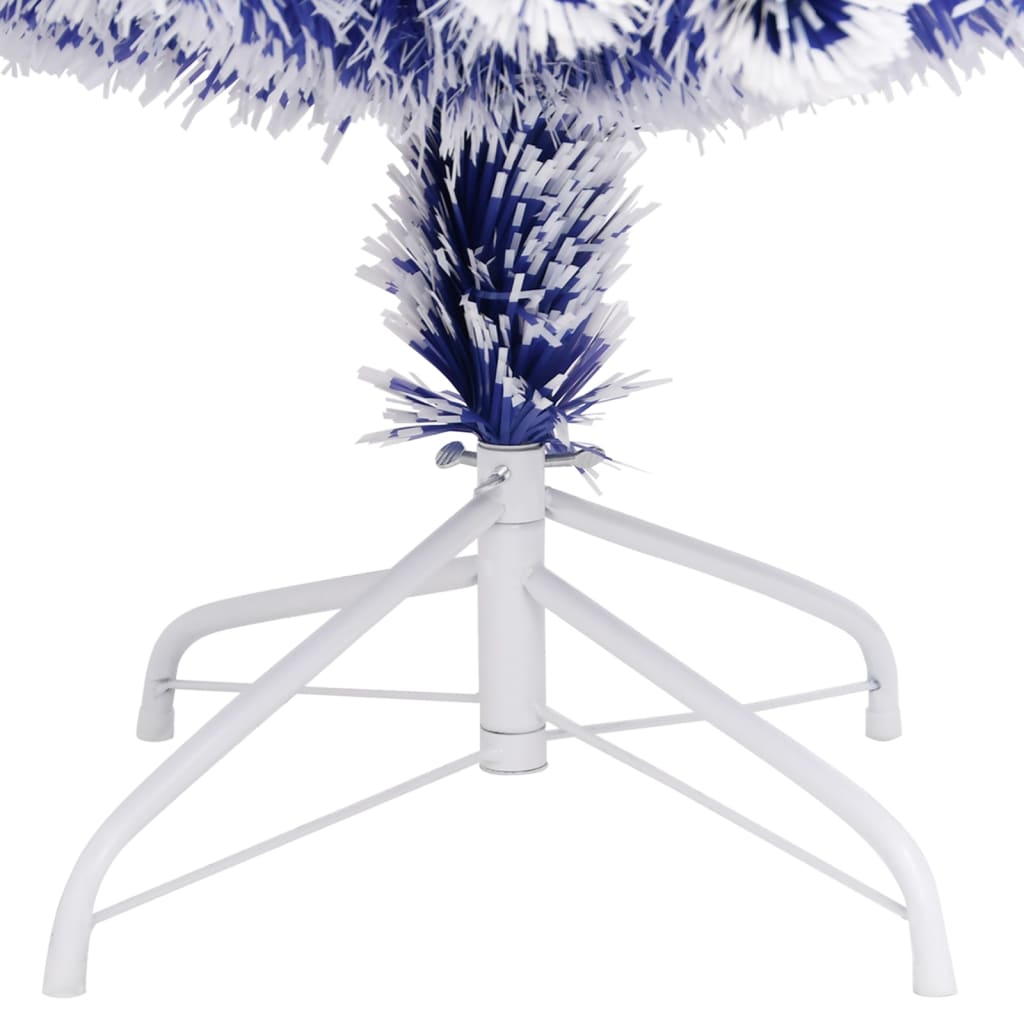 vidaXL Umjetno božićno drvce bijelo-plavo 120 cm optička vlakna