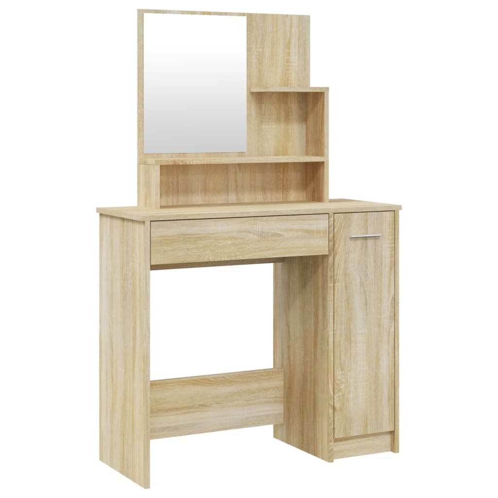 vidaXL Toaletni stolić s ogledalom boja hrasta sonome 86,5x35x136 cm