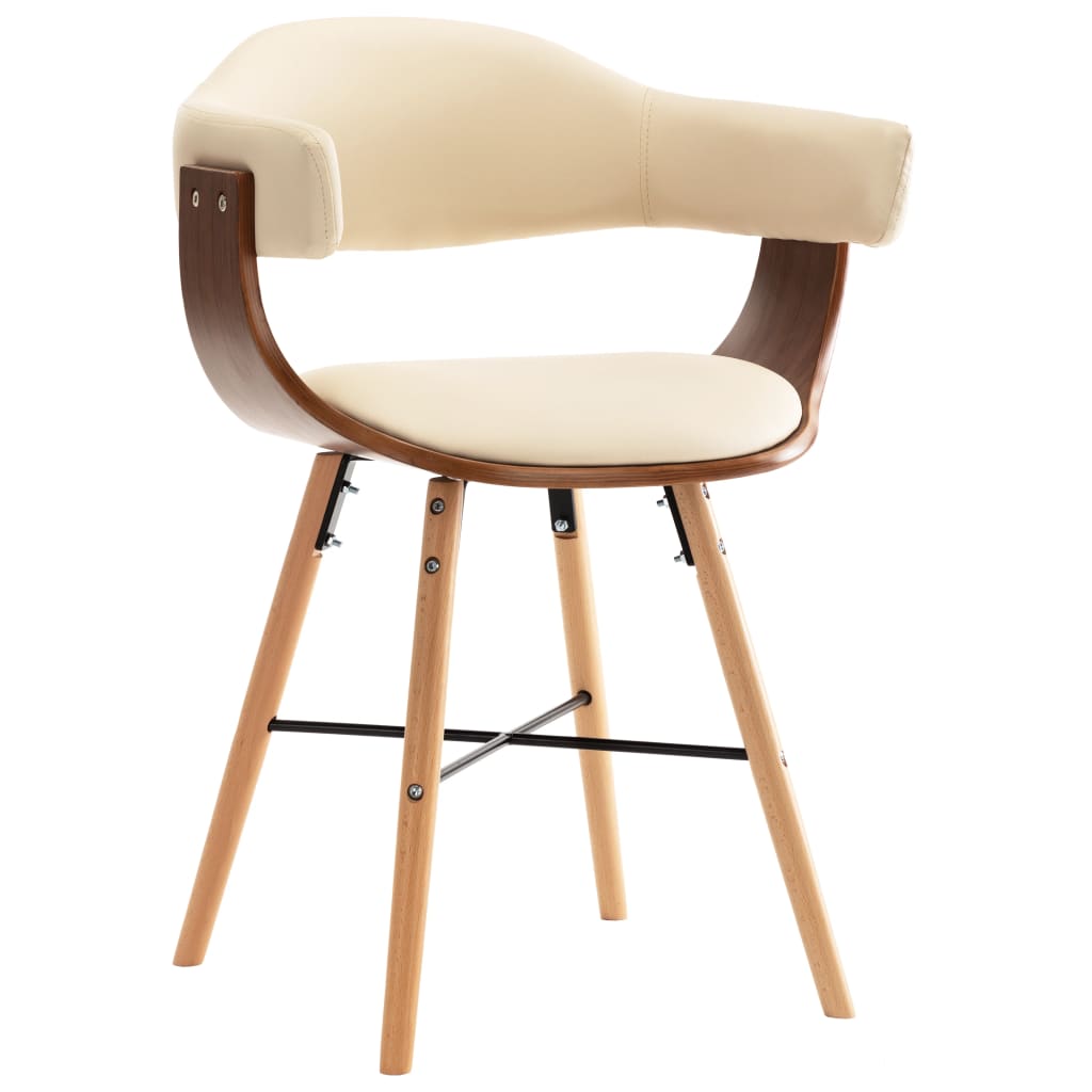 vidaXL Blagovaonske stolice od umjetne kože i drva 2 kom krem