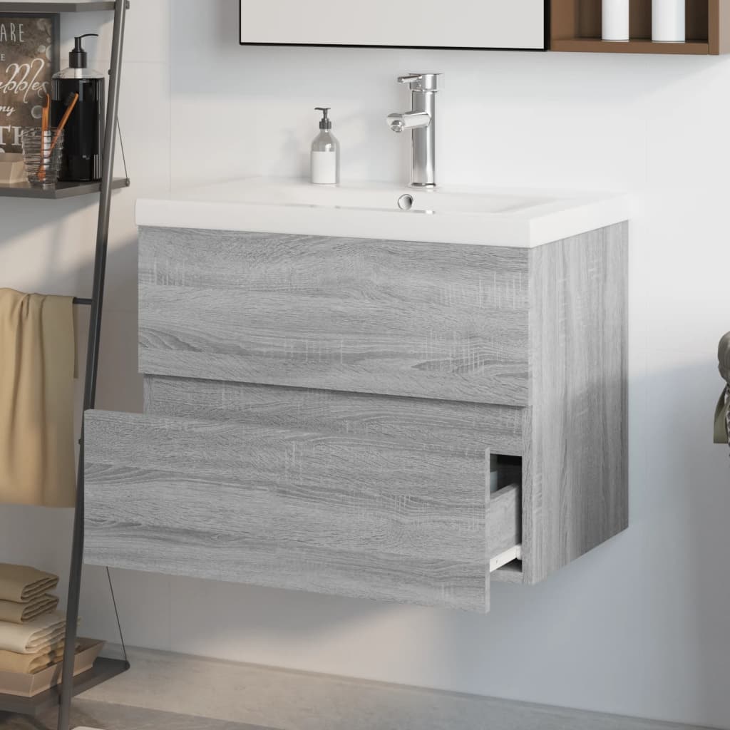 vidaXL Ormarić s ugrađenim umivaonikom boja sivog hrasta sonome drveni