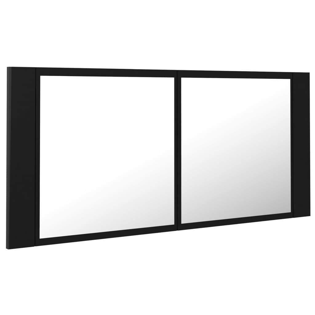 vidaXL LED kupaonski ormarić s ogledalom crni 100x12x45 cm akrilni