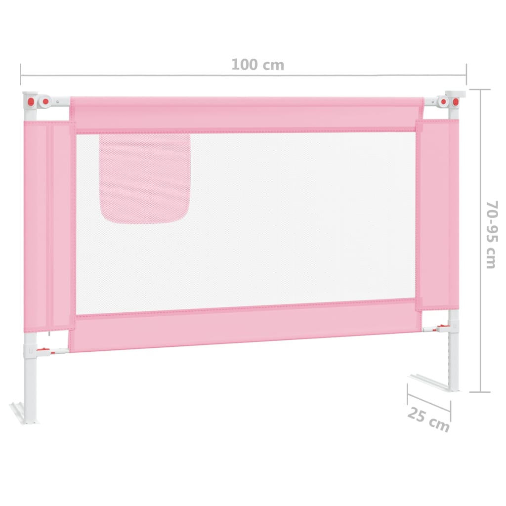vidaXL Sigurnosna ograda za dječji krevet ružičasta 100x25 cm tkanina