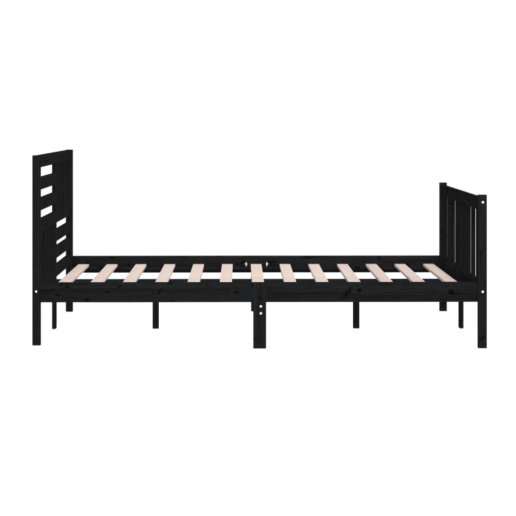 vidaXL Okvir za krevet od masivnog drva crni 150 x 200 cm 5FT King
