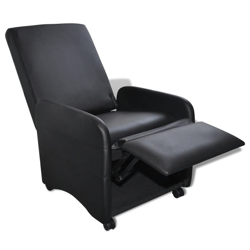 vidaXL Sklopiva fotelja od umjetne kože crna