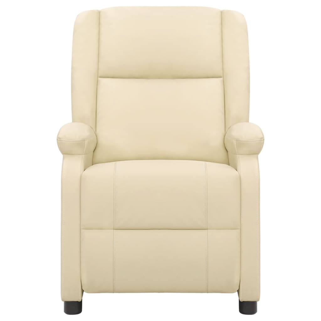 vidaXL Masažna fotelja od prave kože krem