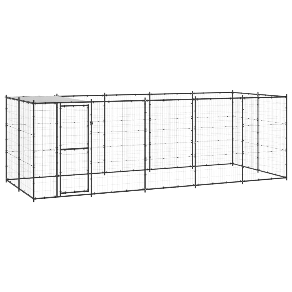 vidaXL Vanjski kavez za pse s krovom čelični 12,1 m²