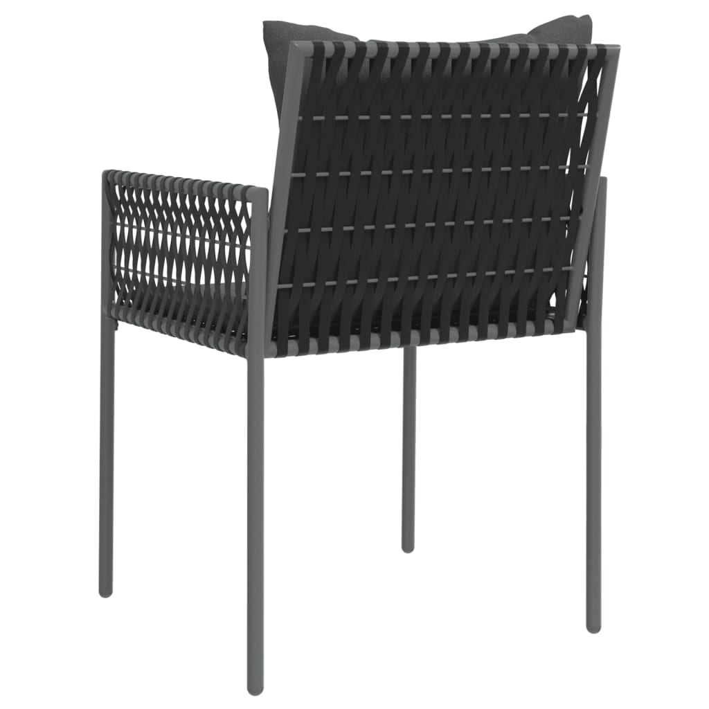 vidaXL Vrtne stolice s jastucima 2 kom crne 54x61x83 cm od poliratana