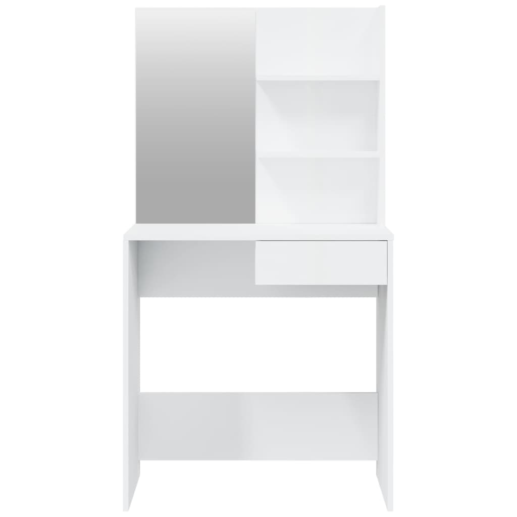 vidaXL Set toaletni stolić svjetlima sjajni bijeli 74,5x40x141 cm