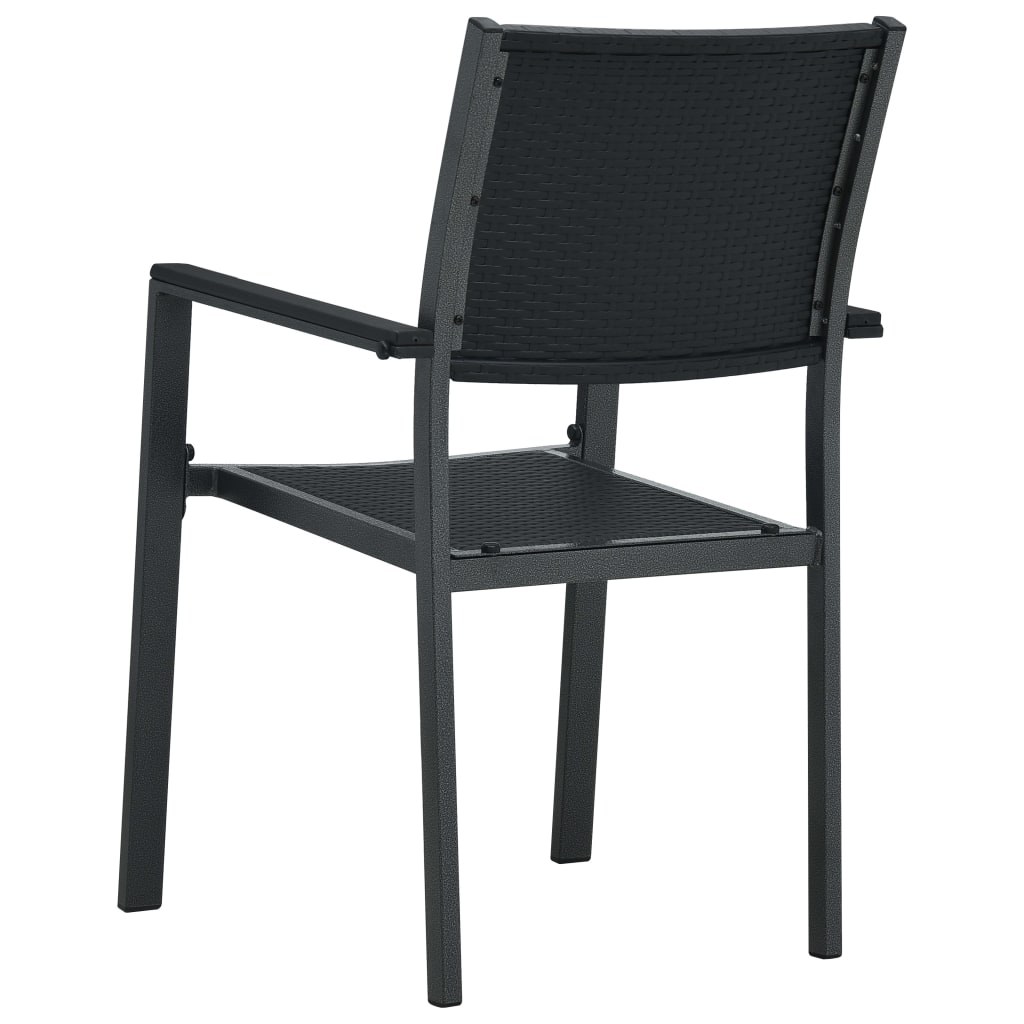 vidaXL Vrtne stolice 2 kom crne plastične s izgledom ratana