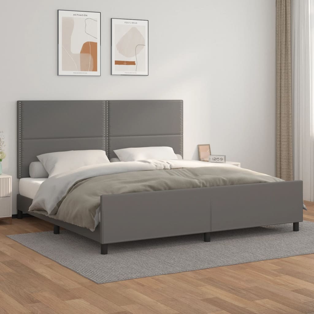 vidaXL Okvir za krevet s uzglavljem sivi 200x200 cm od umjetne kože