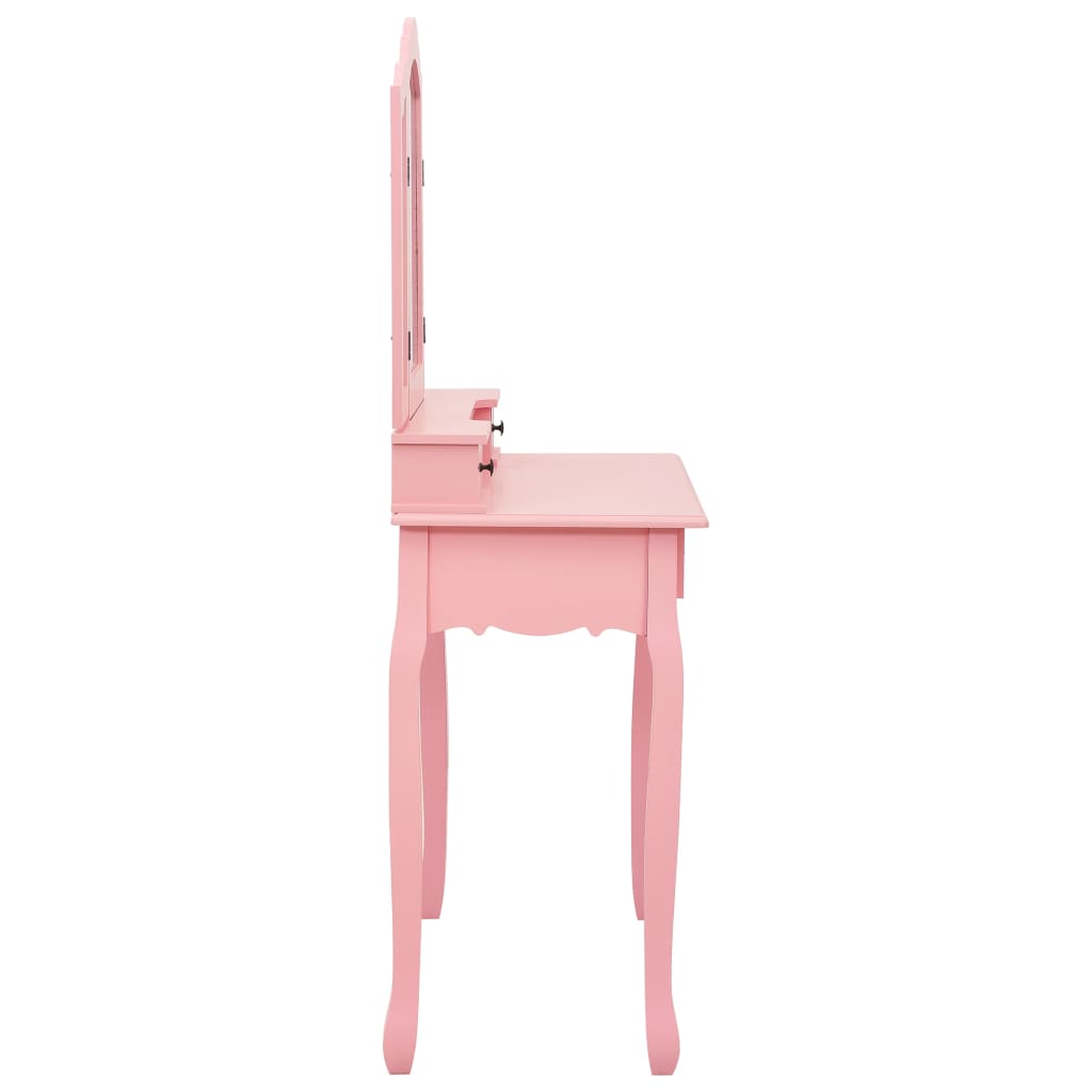 vidaXL Toaletni stolić sa stolcem rozi 80x69x141 cm drvo paulovnije