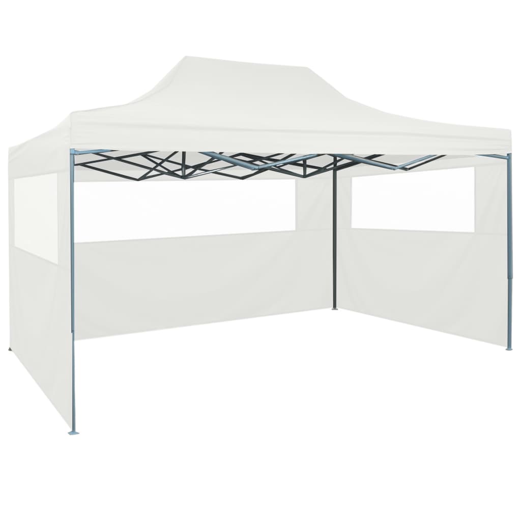 vidaXL Sklopivi šator za zabave s 3 bočna zida 3 x 4,5 m bijeli
