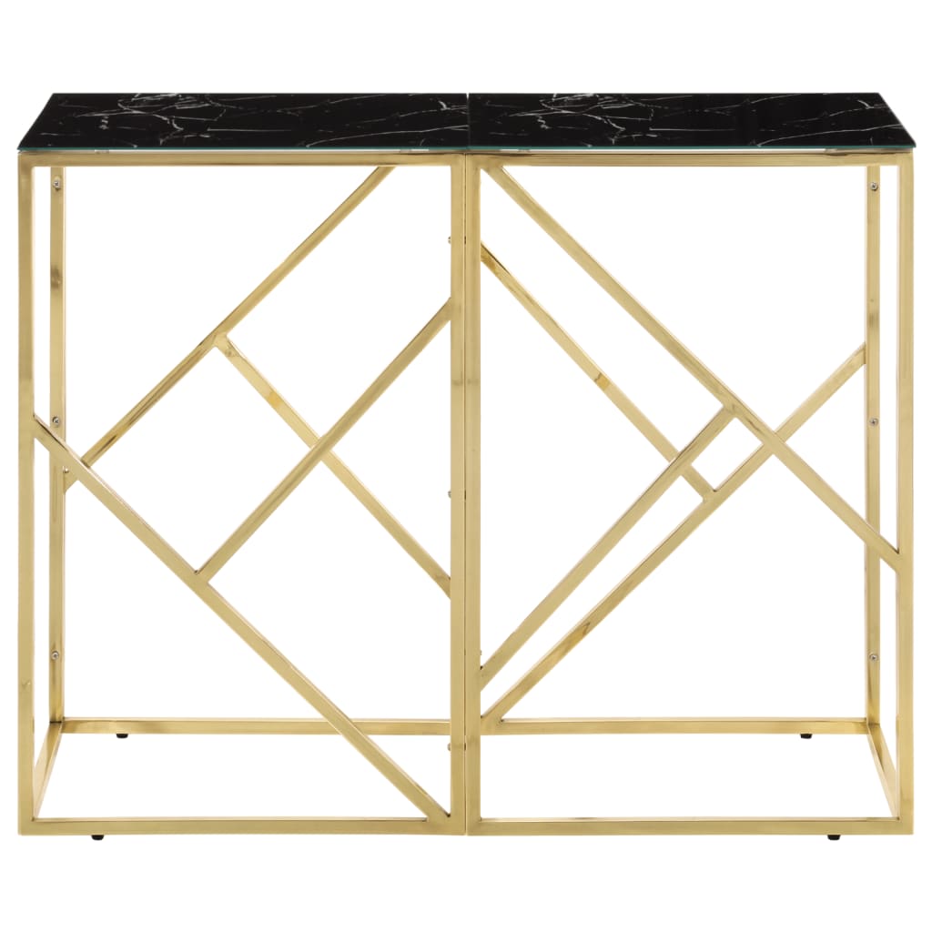vidaXL Konzolni Stol zlatni od nehrđajućeg čelika i kaljenog stakla