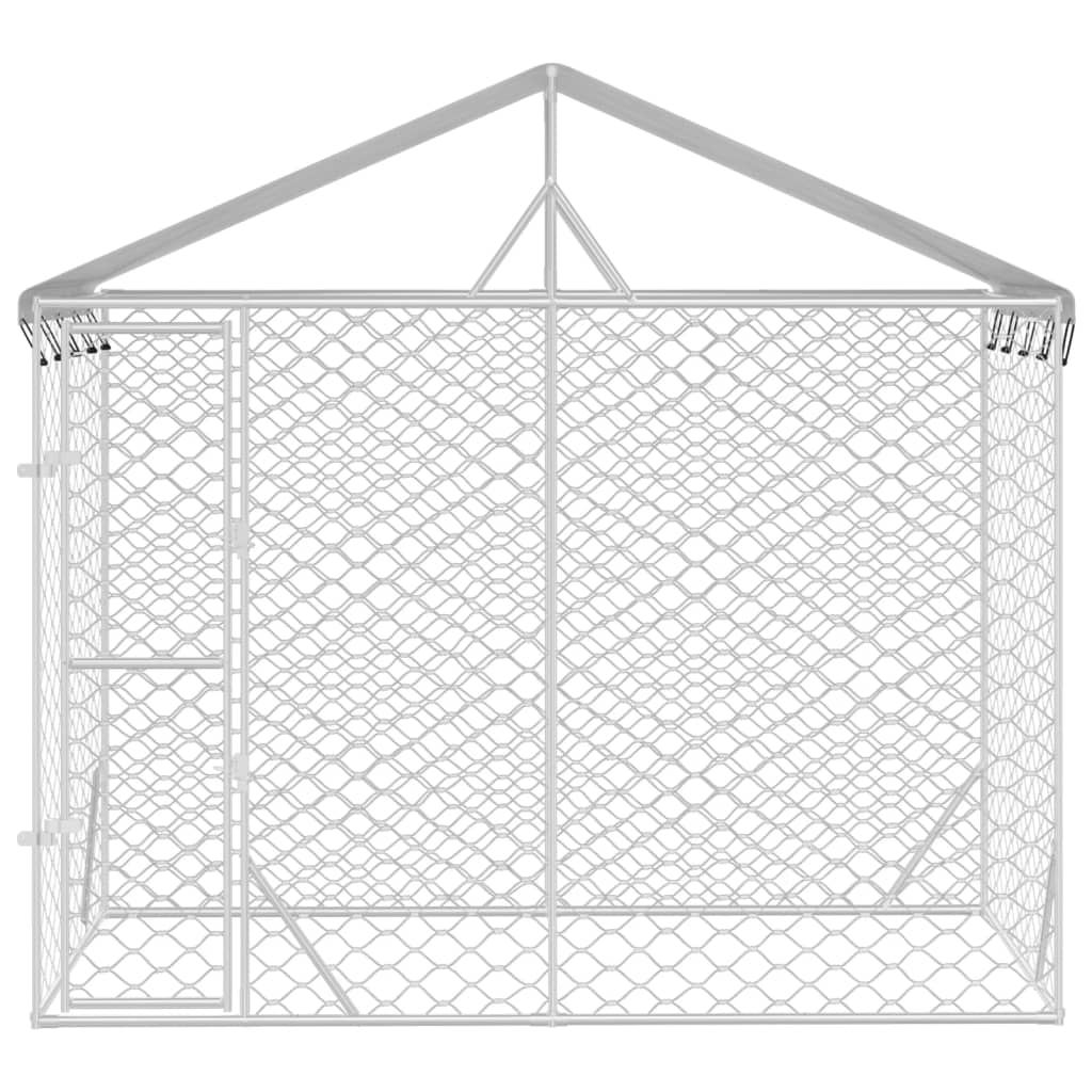vidaXL Vanjski kavez za pse s krovom srebrni 3 x 1,5 x 2,5 m čelični