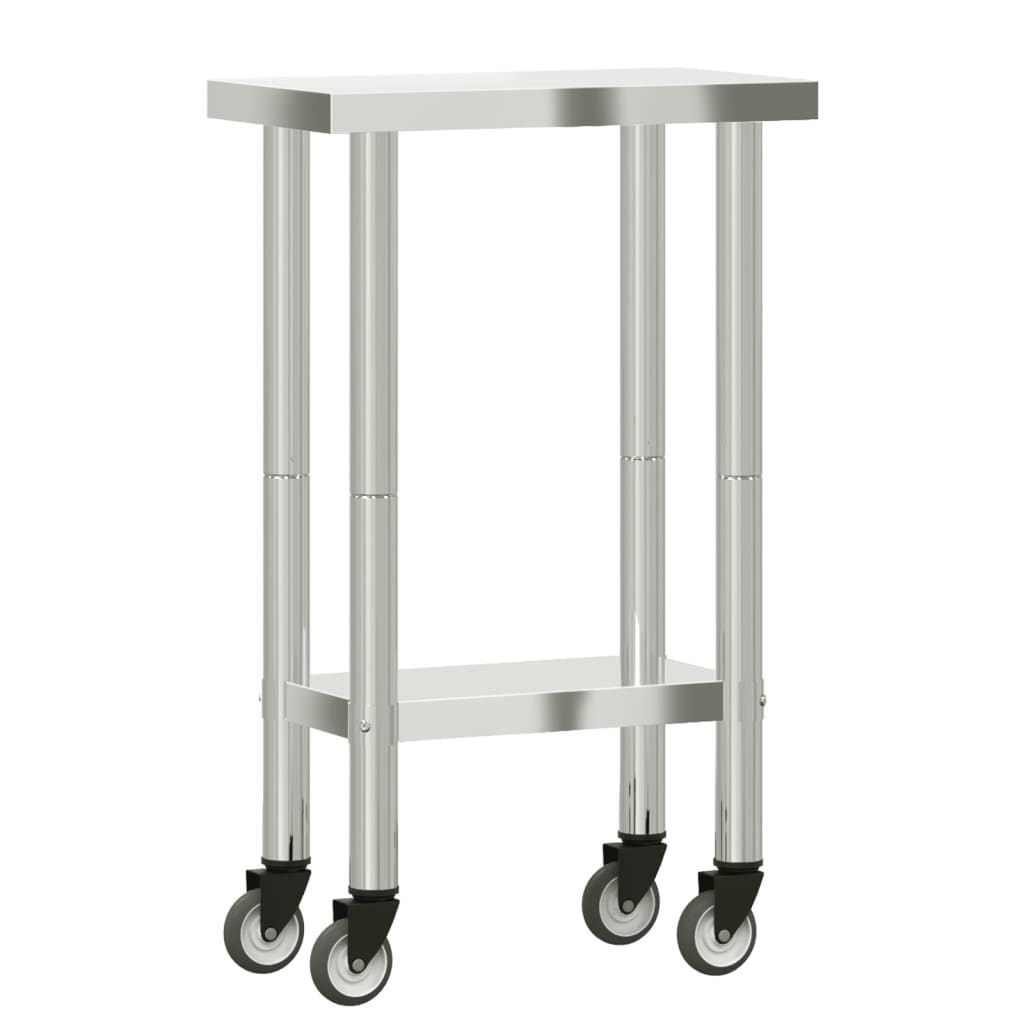 vidaXL Kuhinjski radni stol s kotačima 55x30x85 cm nehrđajući čelik