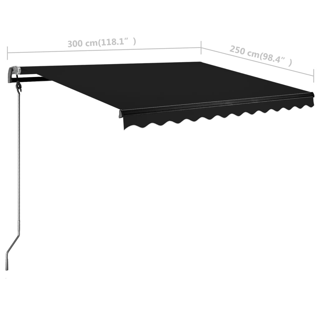 vidaXL Samostojeća automatska tenda 300 x 250 cm antracit