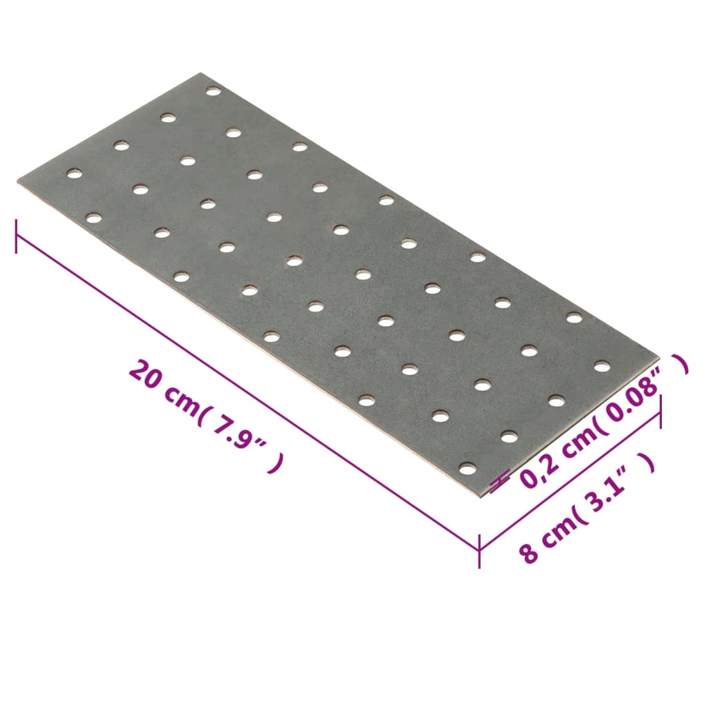vidaXL Perforirane ploče 40 kom 2 mm 200 x 80 mm od pocinčanog čelika