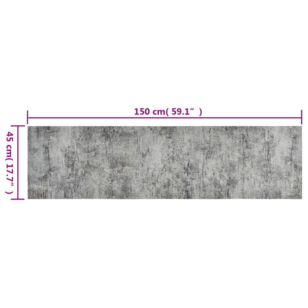 vidaXL Kuhinjski tepih perivi s uzorkom betona 45 x 150 cm baršunasti
