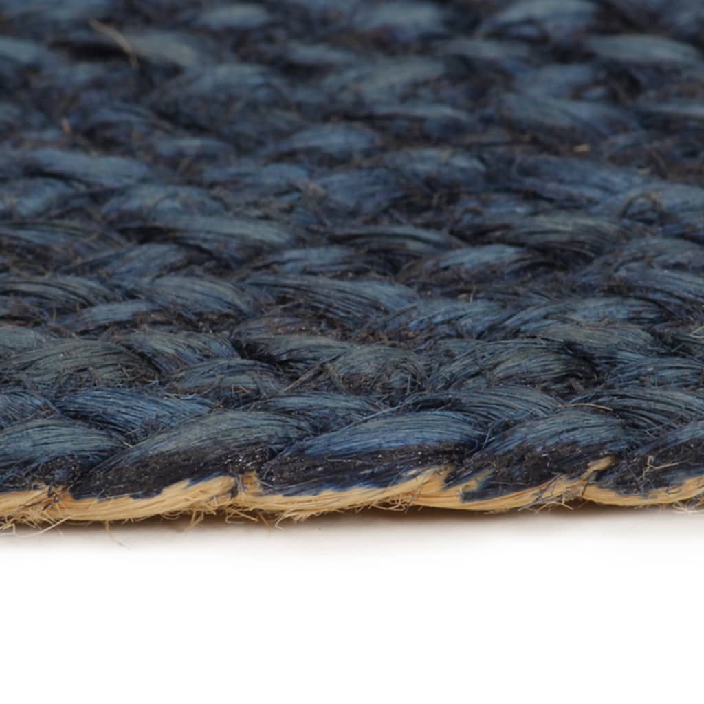 vidaXL Pleteni tepih dvostrani modri i prirodni 120 cm od jute okrugli