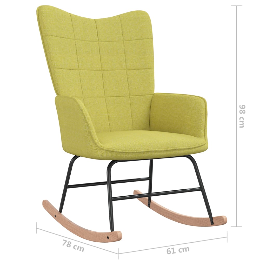 vidaXL Stolica za ljuljanje s osloncem za noge zelena od tkanine