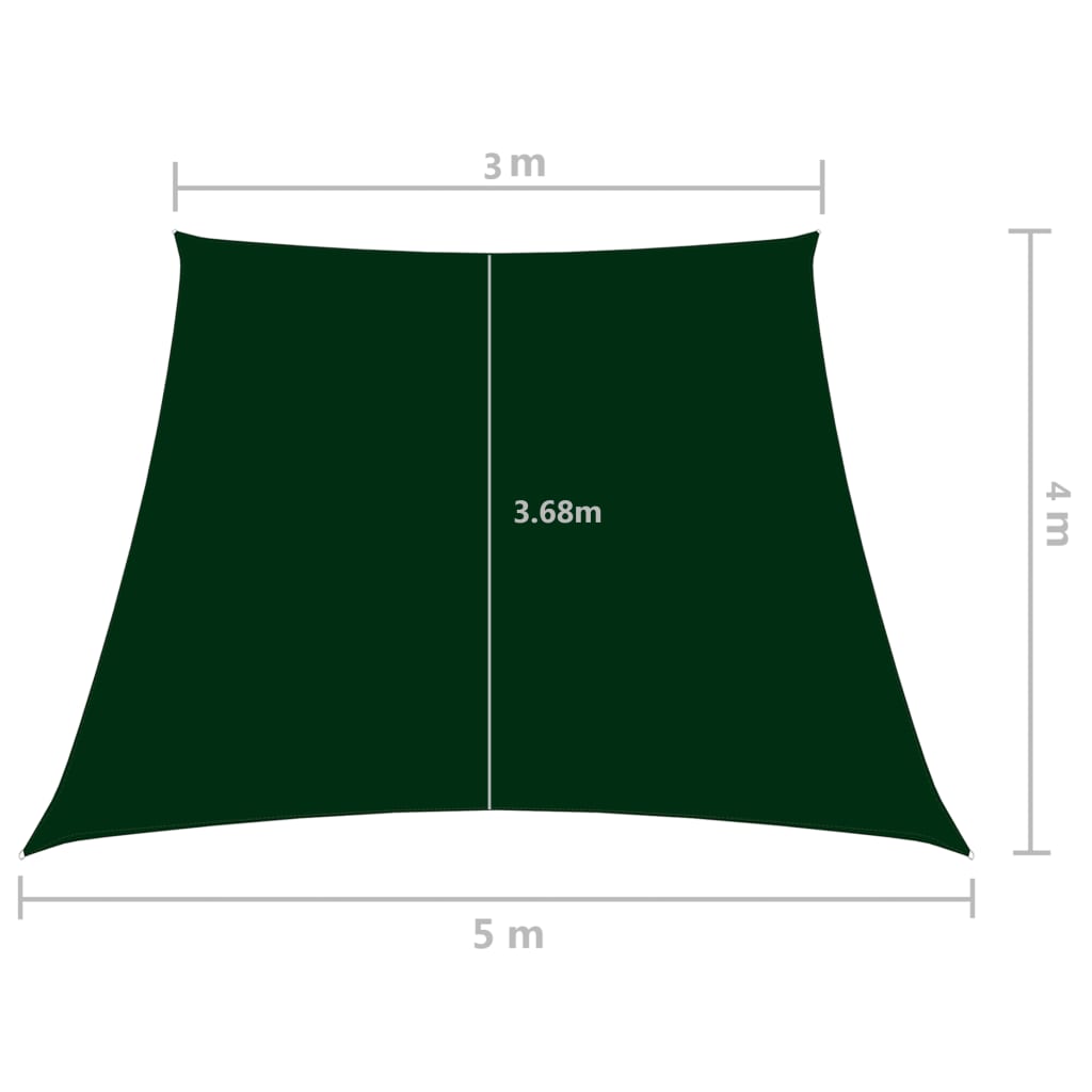 vidaXL Jedro protiv sunca tkanina Oxford trapezno 3/5x4 m tamnozeleno