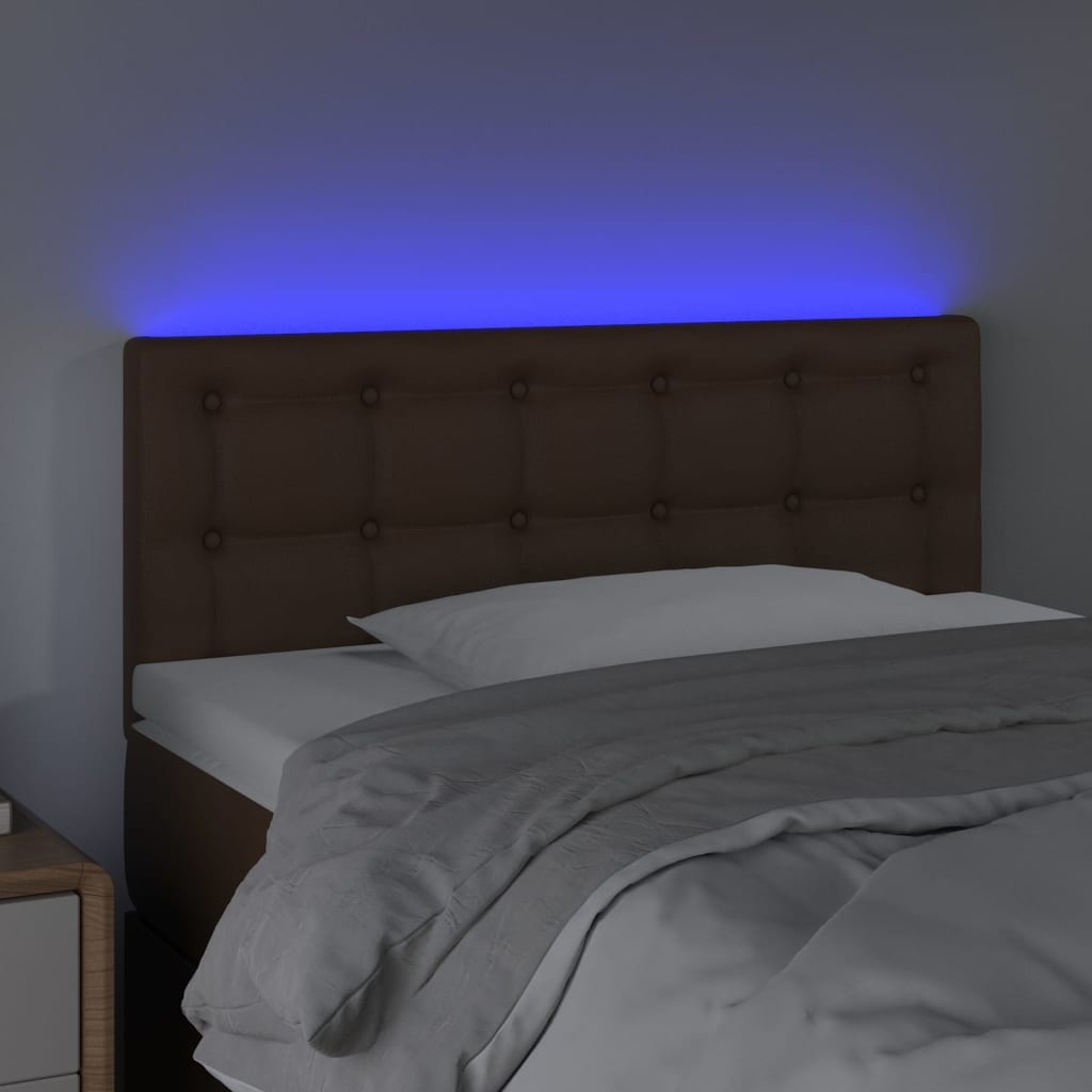 vidaXL LED uzglavlje smeđe 80 x 5 x 78/88 cm od umjetne kože
