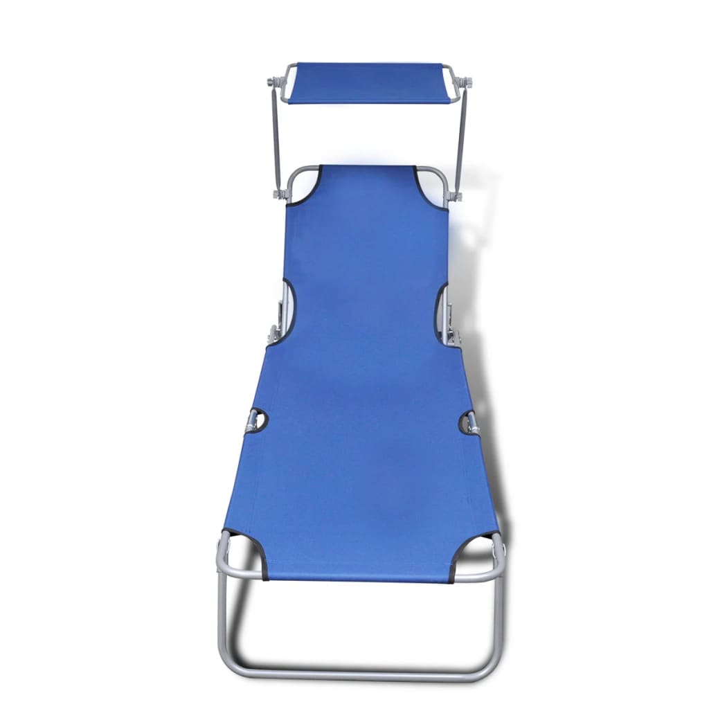 vidaXL Sklopiva ležaljka za sunčanje s baldahinom čelik i tkanina plava