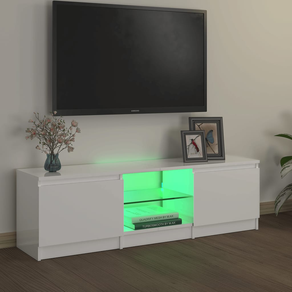 vidaXL TV ormarić s LED svjetlima visoki sjaj bijeli 120x30x35,5 cm