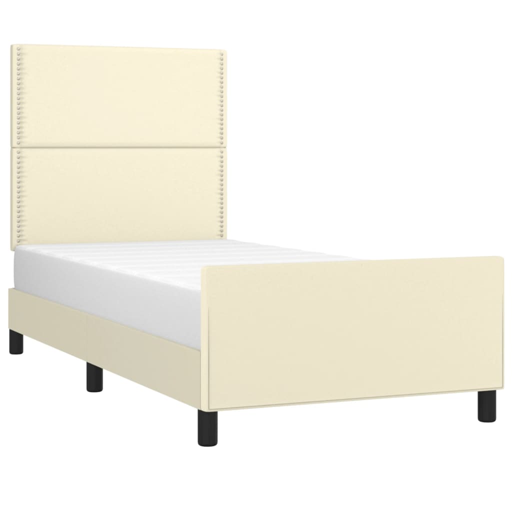 vidaXL Okvir za krevet s uzglavljem krem 100x200 cm od umjetne kože