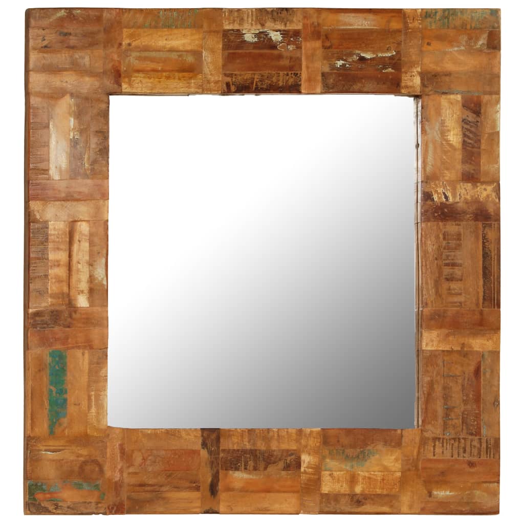 vidaXL Zidno ogledalo od masivnog obnovljenog drva 60 x 60 cm