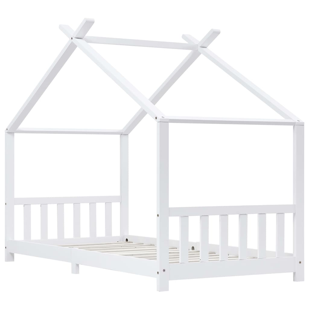 vidaXL Okvir za dječji krevet od masivne borovine bijeli 90 x 200 cm
