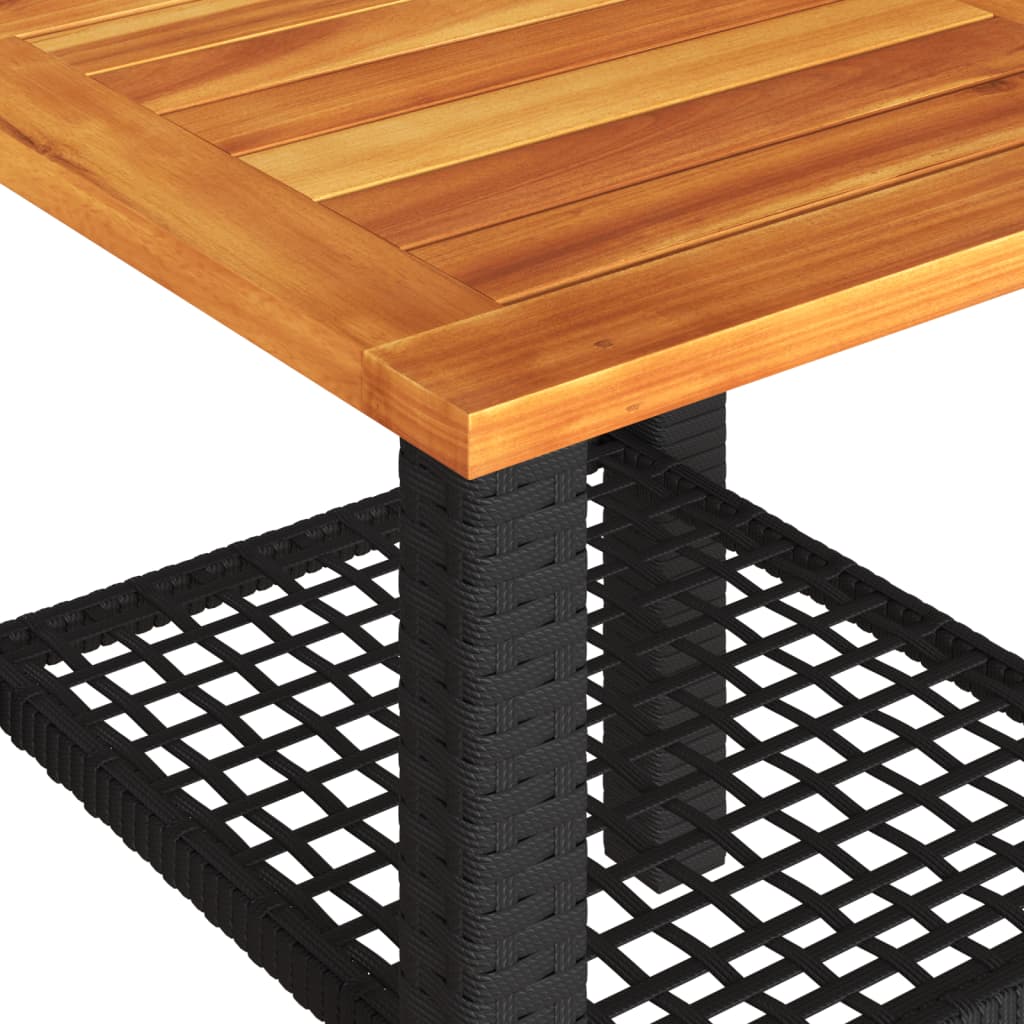 vidaXL Vrtni stol crni 40x40x42 cm od poliratana i drva bagrema