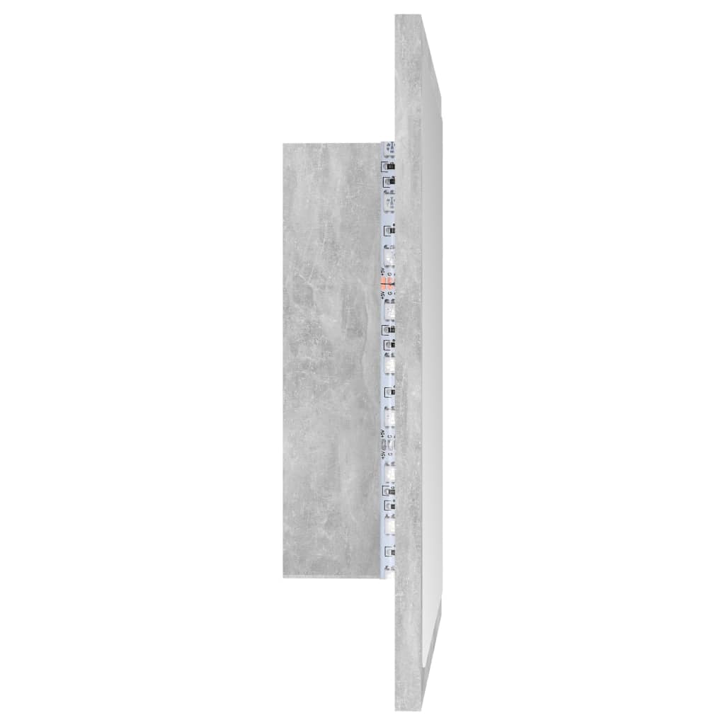 vidaXL LED kupaonsko ogledalo siva boja betona 40x8,5x37 cm akrilno