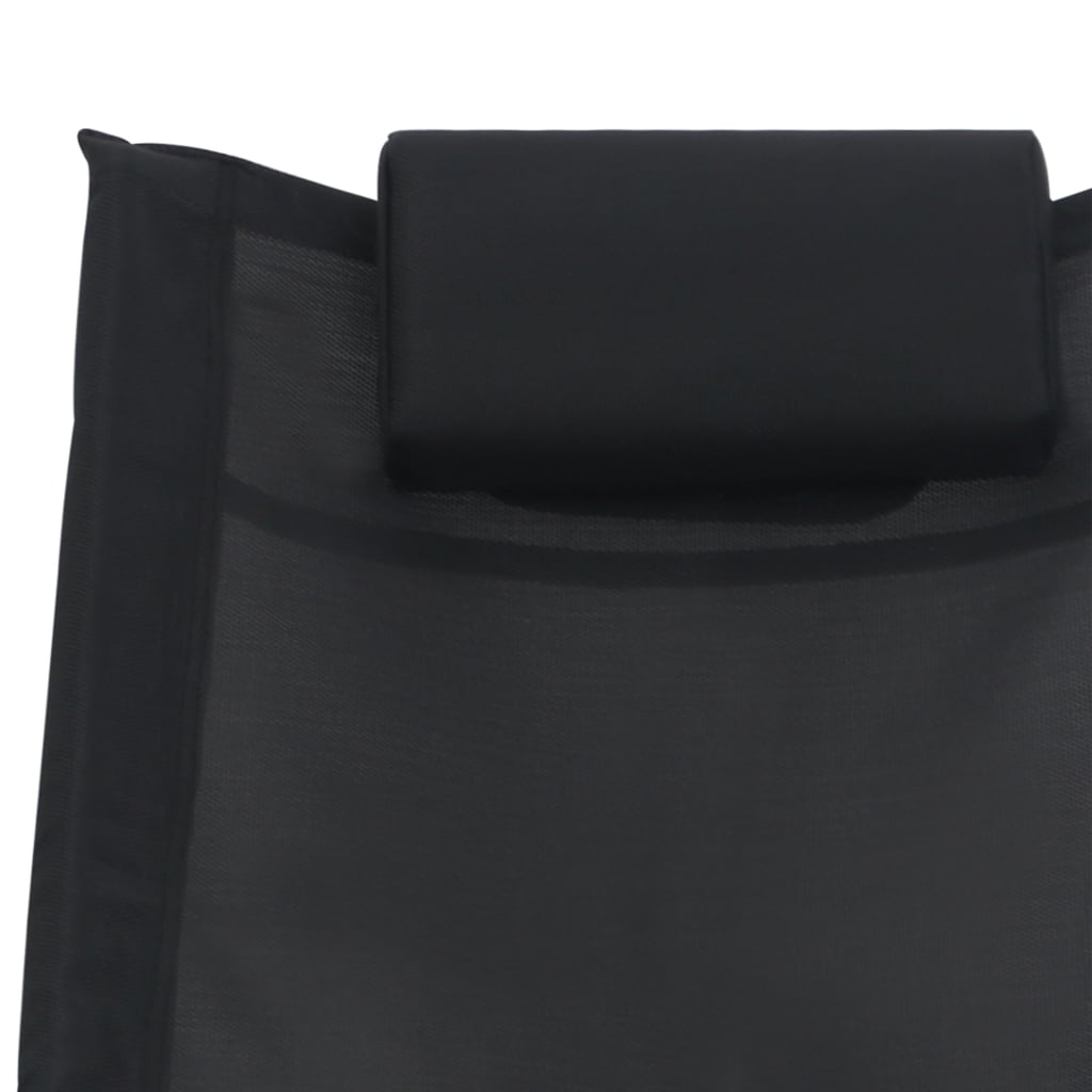 vidaXL Ležaljka za sunčanje s jastukom crna od tekstilena
