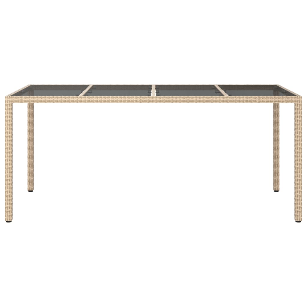 vidaXL Vrtni stol bež 190 x 90 x 75 cm od kaljenog stakla i poliratana