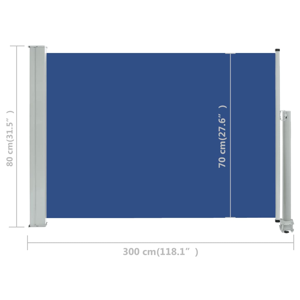 vidaXL Uvlačiva bočna tenda za terasu 80 x 300 cm plava