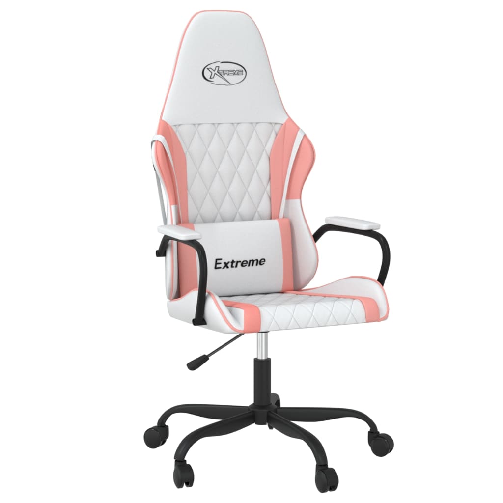 vidaXL Masažna igraća stolica bijelo-ružičasta od umjetne kože