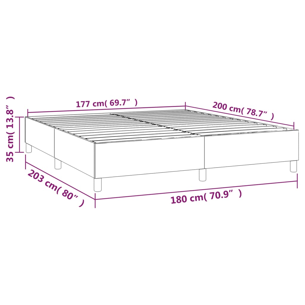 vidaXL Okvir za krevet s oprugama tamnosivi 180x200 cm od tkanine