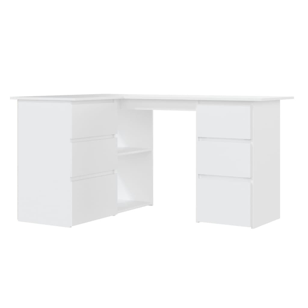 vidaXL Kutni radni stol bijeli 145 x 100 x 76 cm od iverice