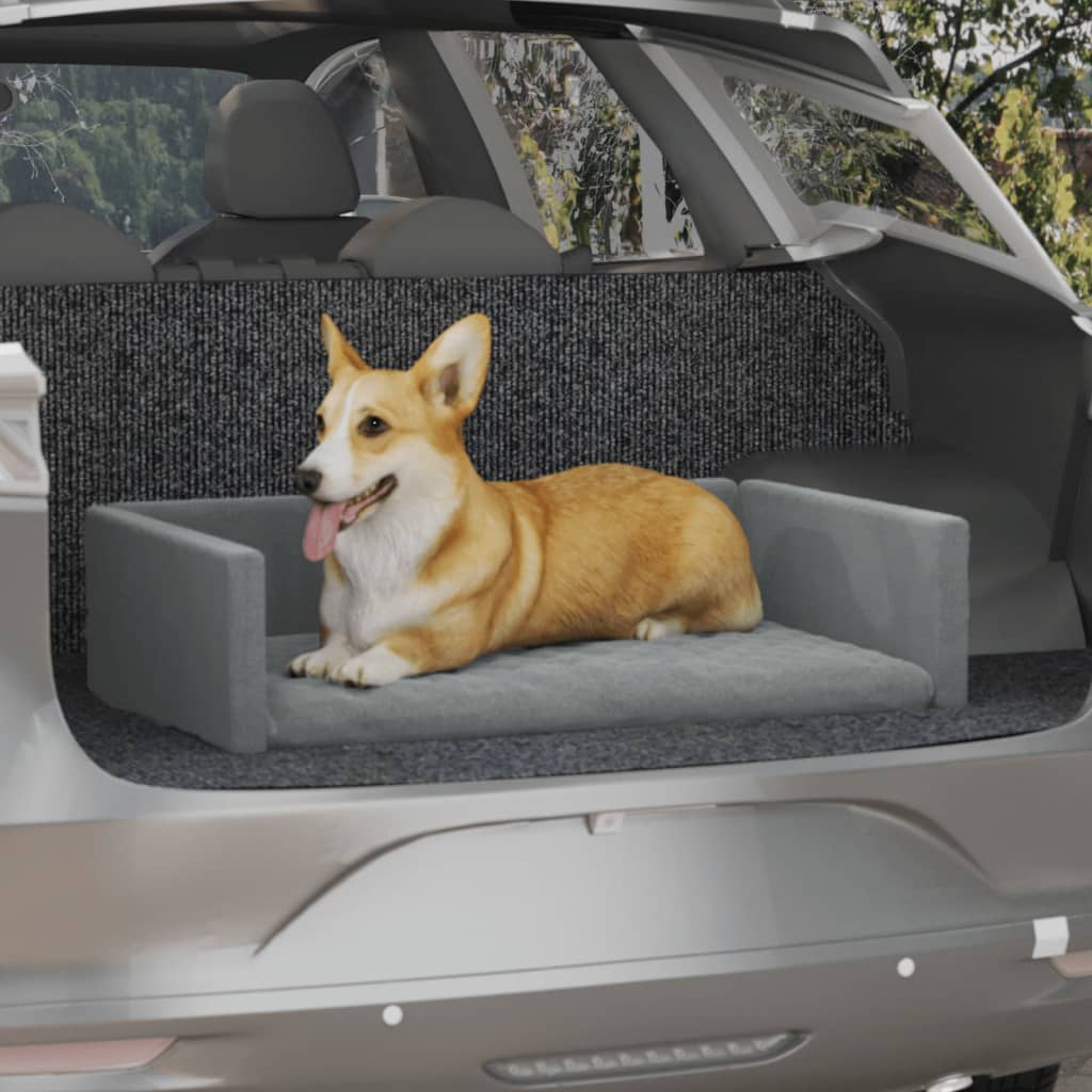 vidaXL Krevet za pse za prtljažnik svjetlosivi 70x45 cm izgled platna