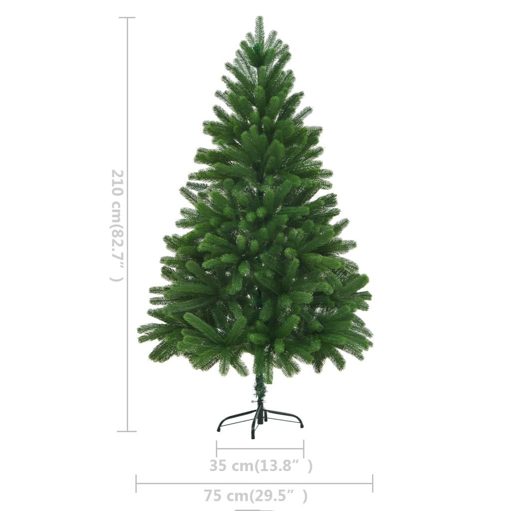 vidaXL Umjetno osvijetljeno božićno drvce s kuglicama 210 cm zeleno
