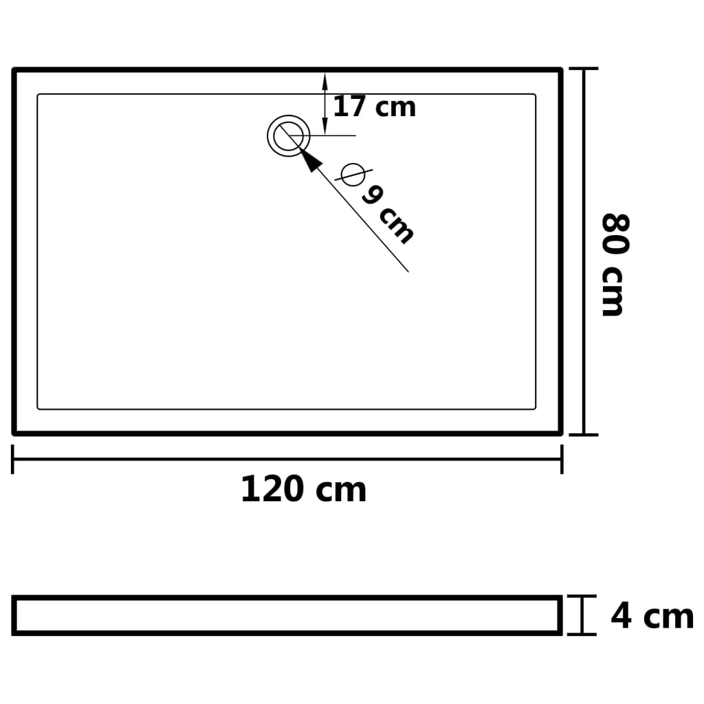 vidaXL Podloga za tuširanje s točkicama bijela 80 x 120 x 4 cm ABS