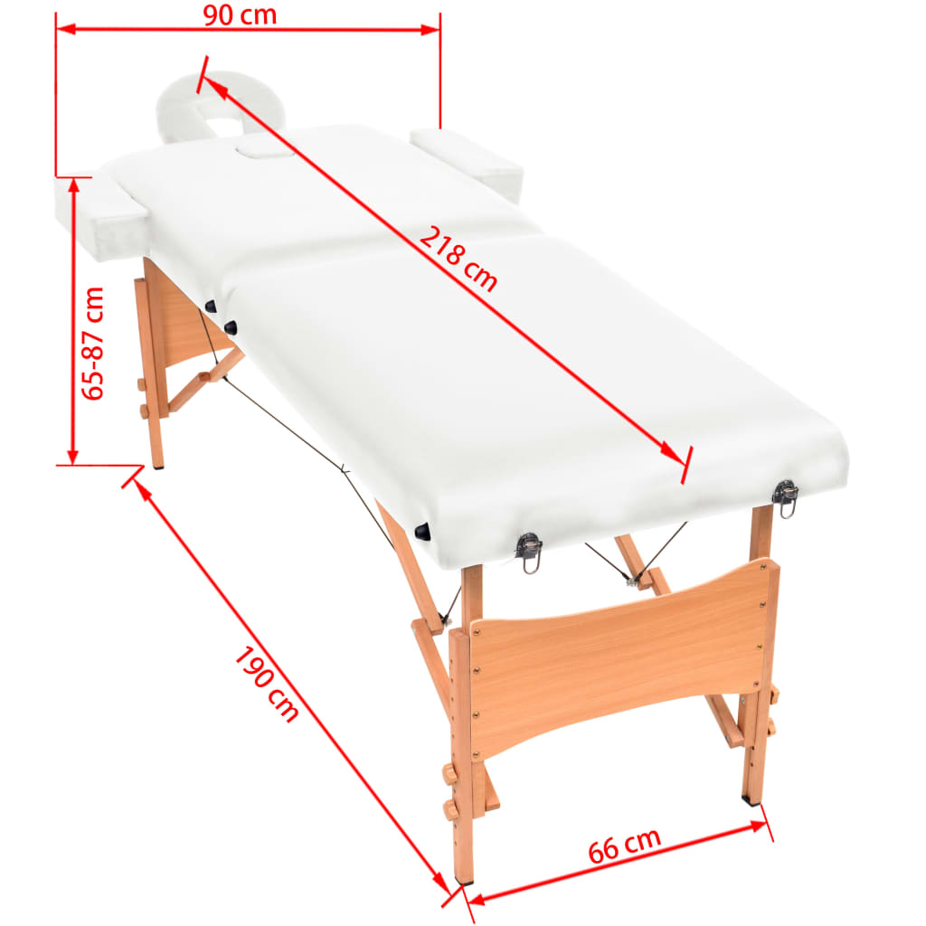 vidaXL Sklopivi stol za masažu s 2 zone debljina 10 cm bijeli