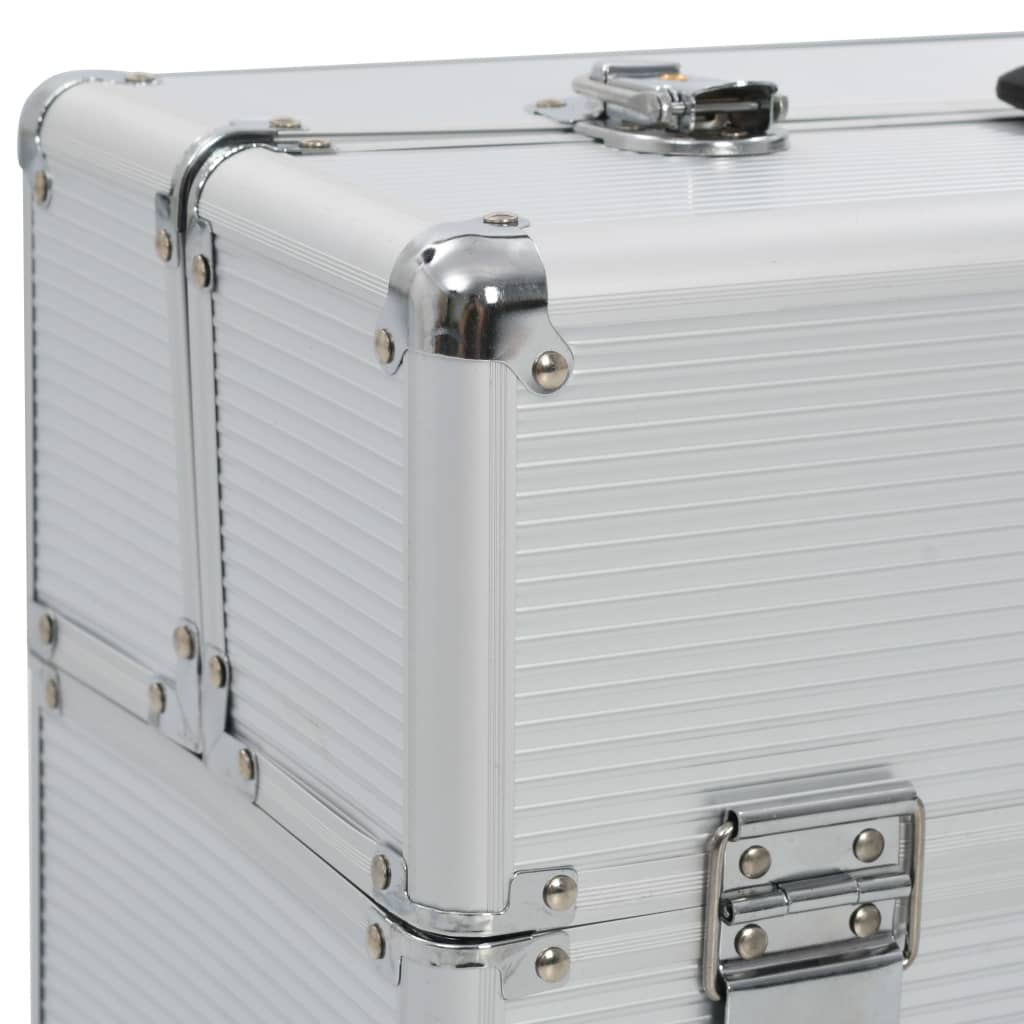 vidaXL Pilotski kovčeg s kotačima 47 x 39 x 27 cm srebrni aluminijski