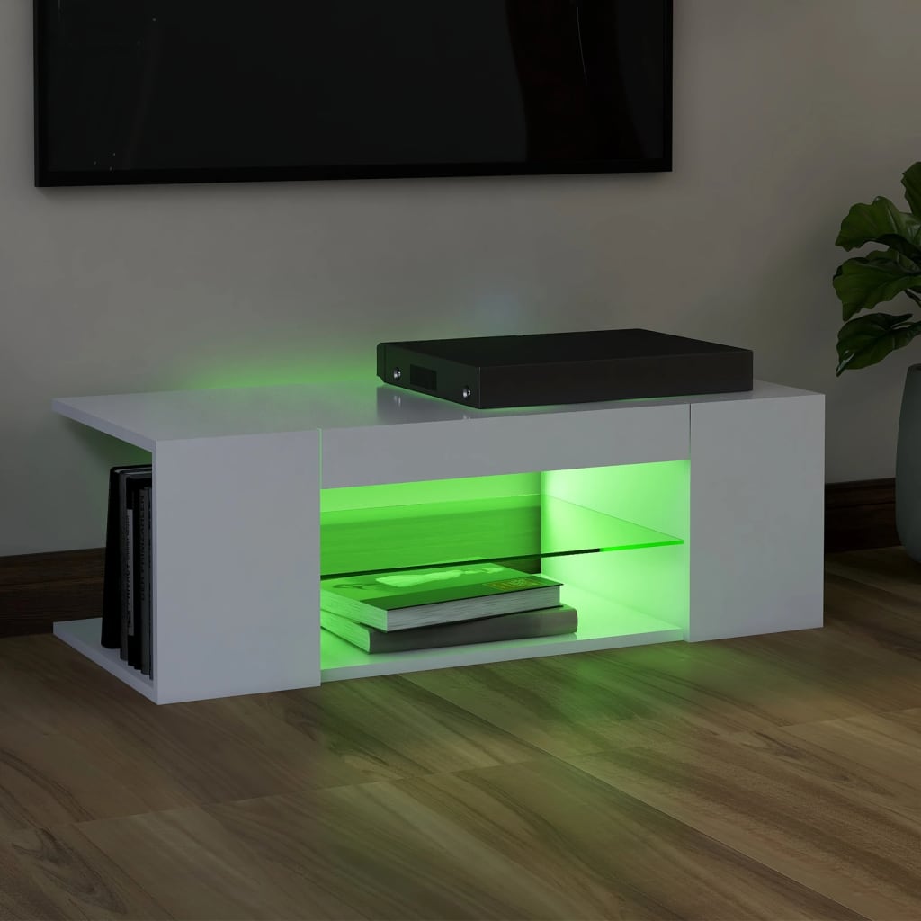 vidaXL TV ormarić s LED svjetlima bijeli 90 x 39 x 30 cm