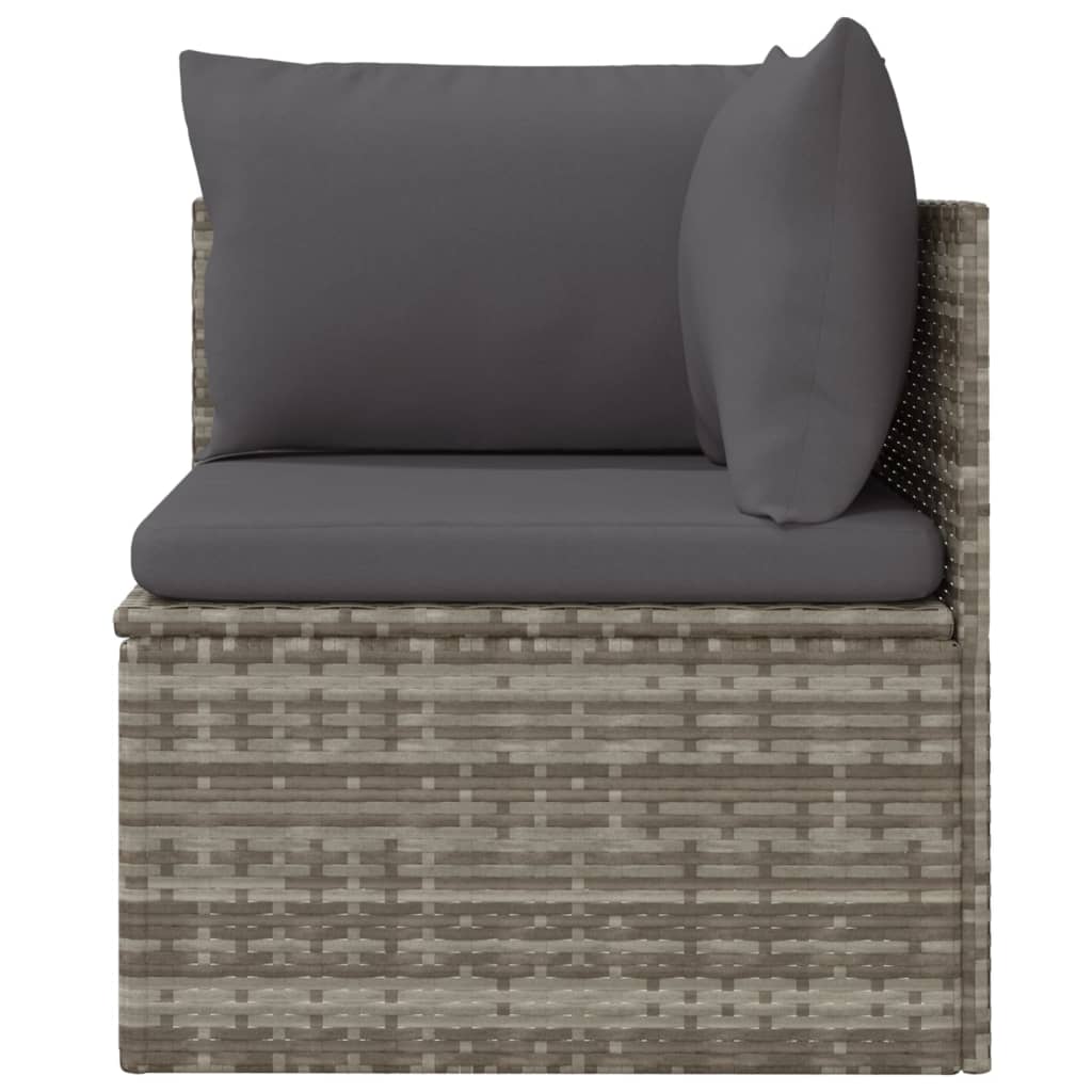 vidaXL kKutna vrtna sofa s jastukom siva 57 x 57 x 56 cm od poliratana