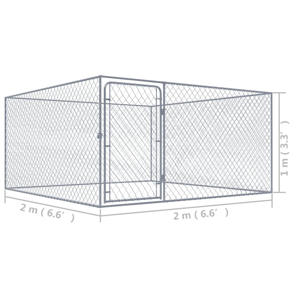 vidaXL Vanjski kavez za pse od pocinčanog čelika 2 x 2 x 1 m