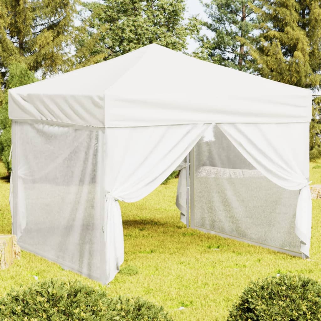 vidaXL Sklopivi šator za zabave s bočnim zidovima 3 x 3 m bijeli