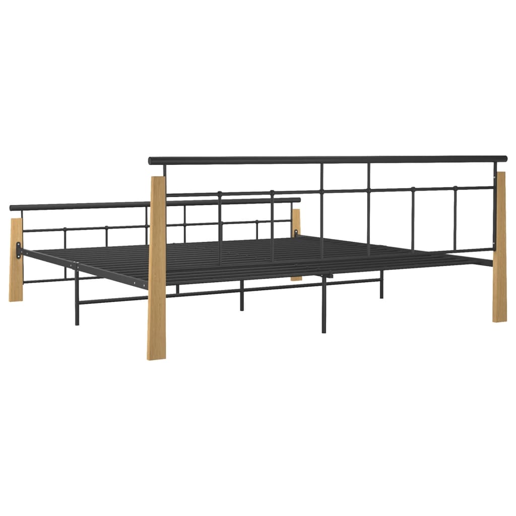 vidaXL Okvir za krevet od metala i masivne hrastovine 200 x 200 cm